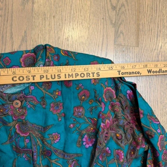 Diane Von Furstenberg Teal Paisley Floral Rayon Jumpsuit Playsuit 80s Size S - Picture 6 of 11